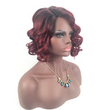 Short Curly Wine Red Wig