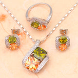 Hot Set Silver Filled Crystal Fashion Jewelry Set Earring Necklace Ring - Outletorama