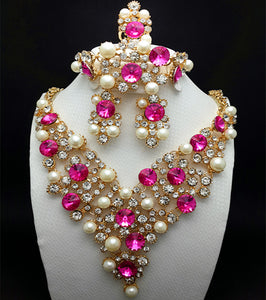 Elegant Jewelry Set Necklace Earrings Bracelet Ring - Outletorama