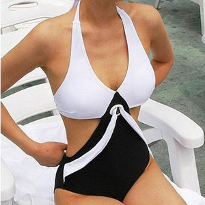 Sexy Bikini One Piece Halter Push Up Swimwear - Outletorama