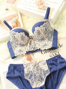 High Quality Deep V Sexy Push Up Bra Set Floral Embroidery Lace - Outletorama