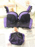 High Quality Deep V Sexy Push Up Bra Set Floral Embroidery Lace - Outletorama