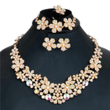 Luxury Jewelry Set Fashion Rhinestone Costume Jewelry Necklace Earrings Ring Bracelet - Outletorama