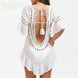 Sexy Crochet Beach Cover Up Open Back - Outletorama