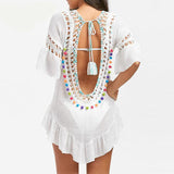 Sexy Crochet Beach Cover Up Open Back - Outletorama