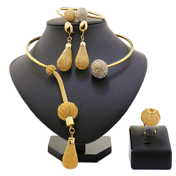Jewelry Set Exquisite Necklace  Earrings Bracelet Ring - Outletorama