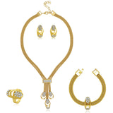 Jewelry Sets Gold Color Necklace Earring Ring Bracelet - Outletorama