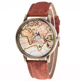World Map Cowboy Band Analog Quartz Wrist Watch - Outletorama