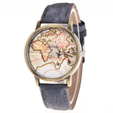 World Map Cowboy Band Analog Quartz Wrist Watch - Outletorama