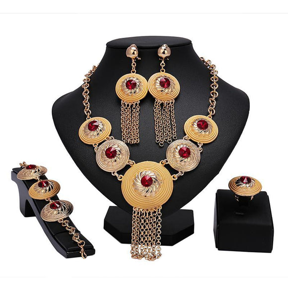 Exquisite Fashion Jewelry Set High Quality Necklace Earrings Ring Bracelet - Outletorama