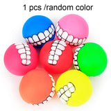 1pcs Cute Pet Ball Toys Puppy Cat Dog Funny Ball Teeth Silicon Toy Chew Sound Dogs Play Toys  Fetching Squeaker Sound Ball - Outletorama