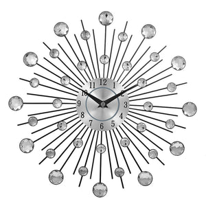 Decorative Crystal Sunburst Metal Wall Clock - Outletorama