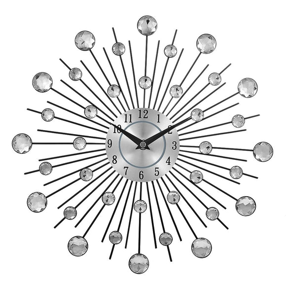 Decorative Crystal Sunburst Metal Wall Clock - Outletorama